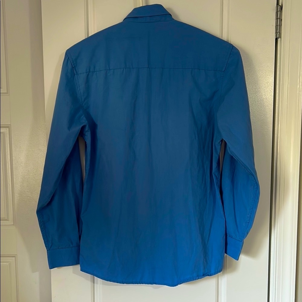 Boys Tailored Cerulean Blue Button Down Dress Shirt Classic Long Sleeve - Picture 2 of 6